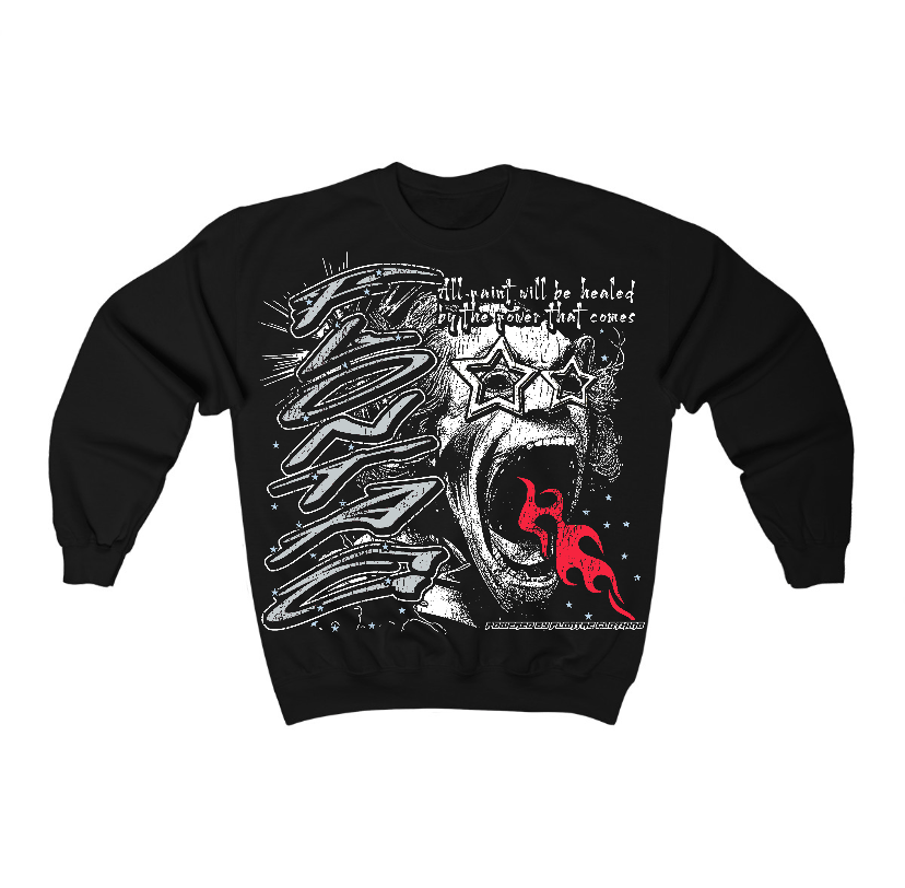 Black Metallic Reimagined 5s Flontae Crewneck Sweatshirt Wonder Graphic