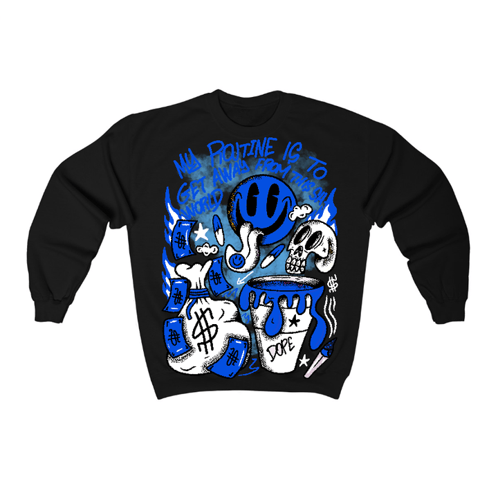 Blueberry 12s Flontae Crewneck Sweatshirt Stay Out Graphic