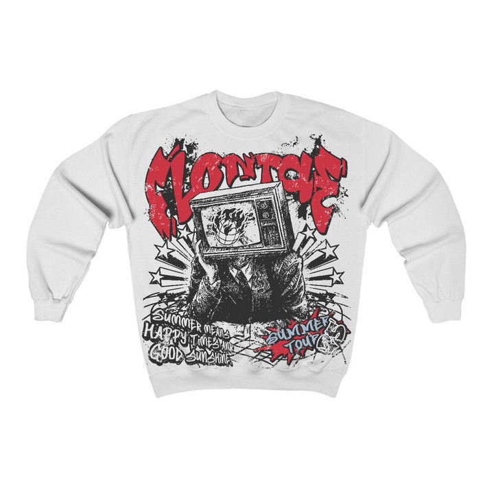 Fire Red “Black Tongue” 5s Flontae Crewneck Sweatshirt Happiness Graphic