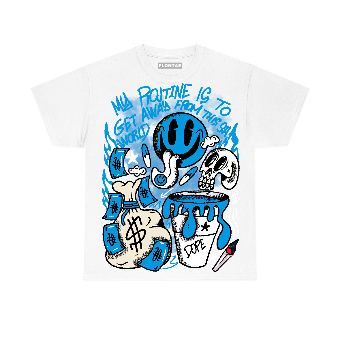 University Blue Reimagined 1s Flontae T-Shirt Stay Out Graphic