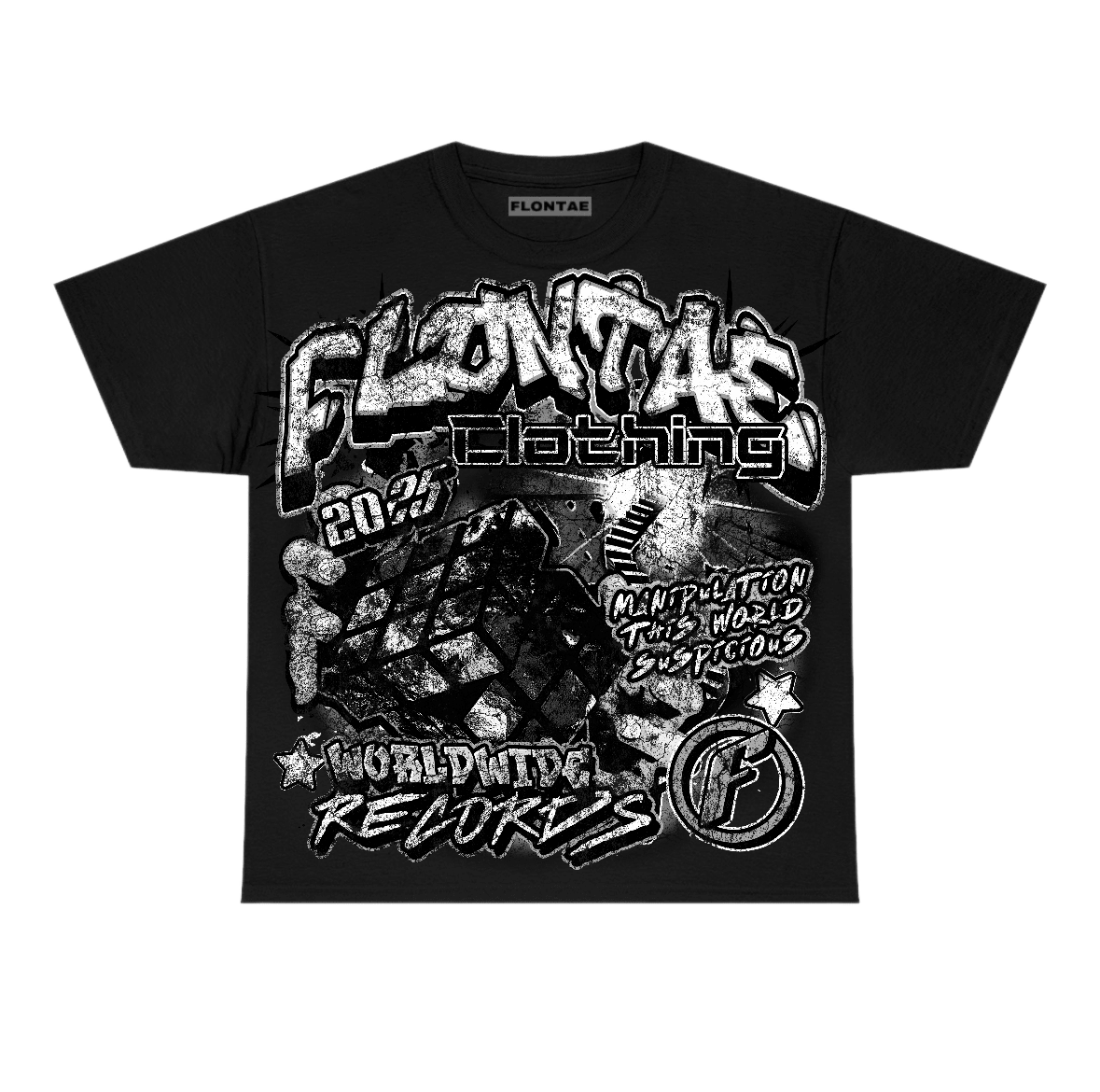 Black Cat 4s Flontae T-Shirt Something's Strange Graphic