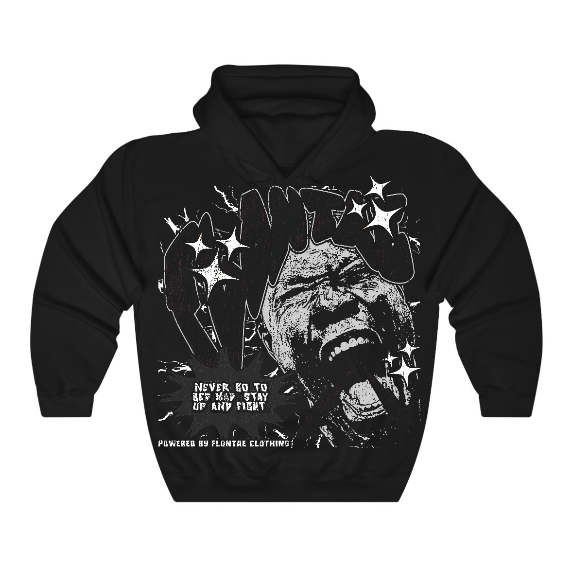 Black Cat 4s Flontae Hoodie Never Quit Graphic
