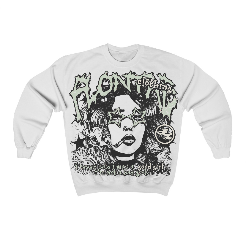 Seafoam 4s Flontae Crewneck Sweatshirt Keep Quiet Graphic