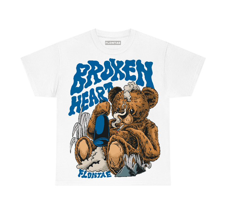 Military Blue 4s Flontae T-Shirt Broken Heart Graphic
