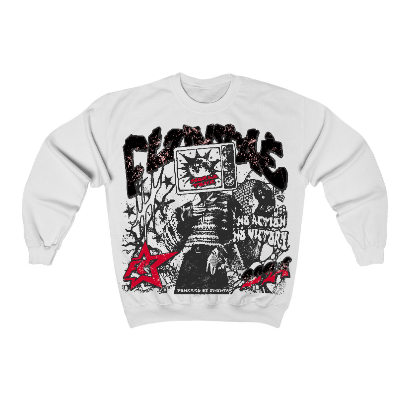 Red Taxi 12s Flontae Crewneck Sweatshirt No Victory Graphic