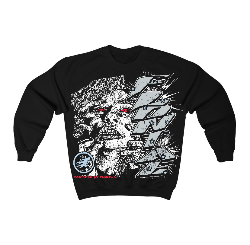 Black Metallic Reimagined 5s Flontae Crewneck Sweatshirt Forever Graphic