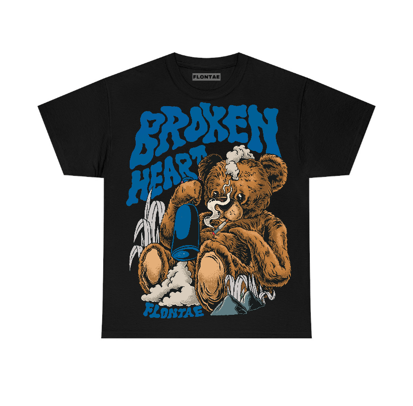 Military Blue 4s Flontae T-Shirt Broken Heart Graphic