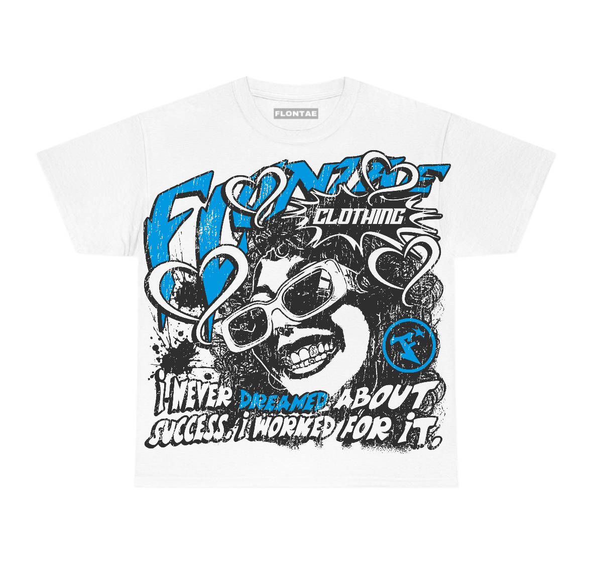 University Blue Reimagined 1s Flontae T-Shirt Never Dream Graphic