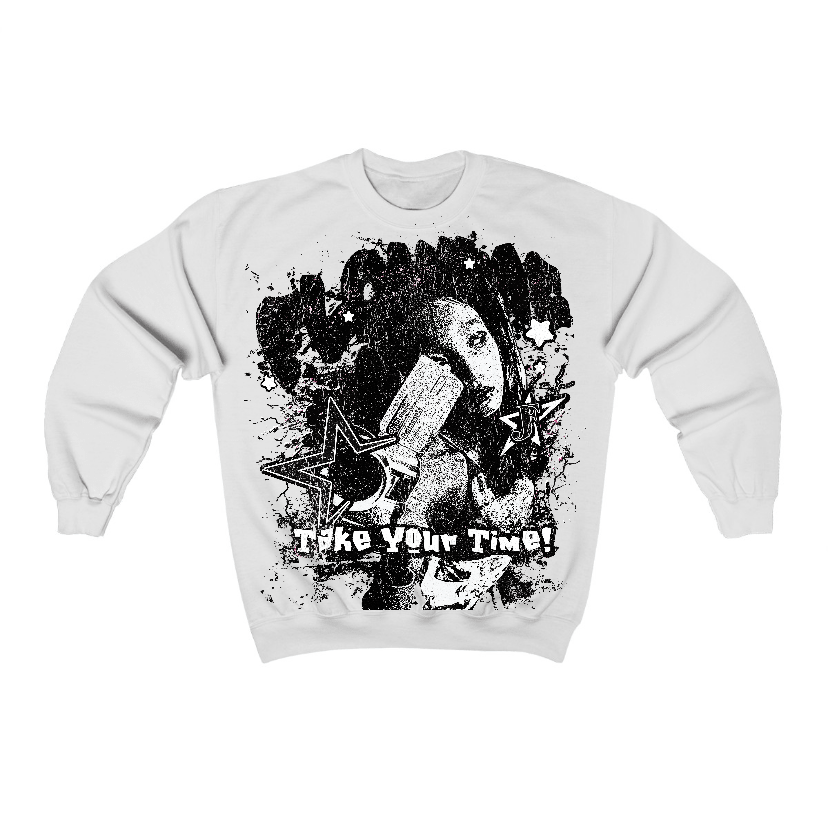 Black Cat 3s Flontae Crewneck Sweatshirt Be Patient Graphic