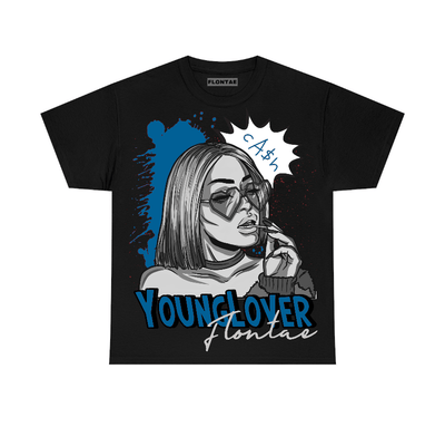 Military Blue 4s Flontae T-Shirt Young Lover Graphic