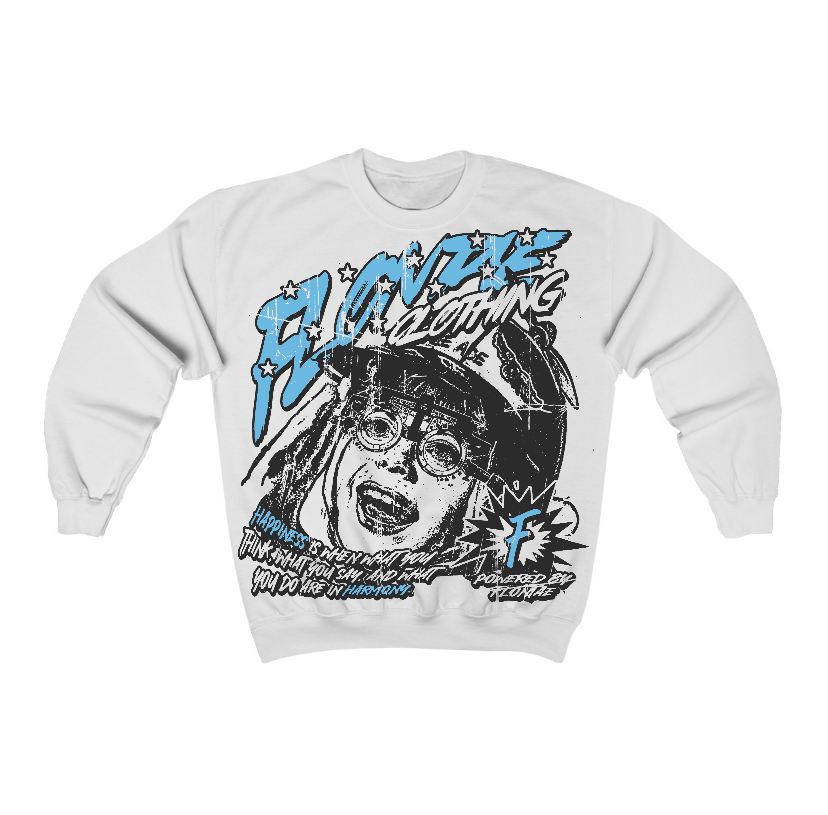 Legend Blue 11s Flontae Crewneck Sweatshirt Always Smile Graphic